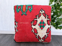 moroccan wool pouf, berber pouf, kilim pouf, ottoman pouf, 60x60x20 cm pouf