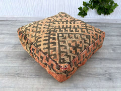 moroccan wool pouf, kilim pouf, berber pouf, handmade pouf, 60x60x20 cm pouf