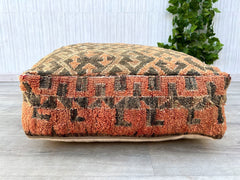 moroccan wool pouf, kilim pouf, berber pouf, handmade pouf, 60x60x20 cm pouf