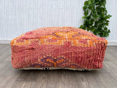 Moroccan Floor Cushion, Vintage Kilim Pouf, Large Ottoman Kilim Pouf-Vintage Moroccan Pouf Ottoman Floor Cushion (UNSTUFFED) - Pouf Cover