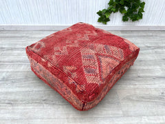 moroccan pouf, kilim pouf, berber pouf, wool pouf, handmade pouf, 60x60x20 CM pouf