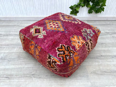moroccan pouf, kilim pouf, ottoman pouf, 60x60x20 cm pouf