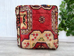 moroccan wool pouf , berber pouf, kilim pouf, boho pouf, 60 cm x 60 cm x 20 cm pouf