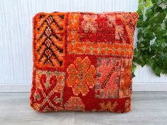 moroccan wool pouf, berber pouf, kilim pouf, 60x60x20 cm pouf