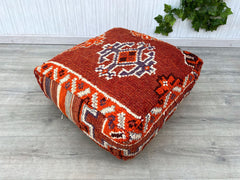 moroccan wool pouf, berber pouf, kilim pouf, ottoman pouf, 60x60x20 cm pouf