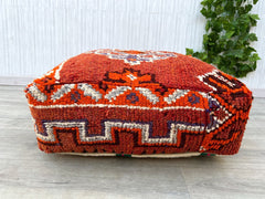moroccan wool pouf, berber pouf, kilim pouf, ottoman pouf, 60x60x20 cm pouf