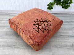 Moroccan tan brown Set of 2 Ottoman Leather Poufs home Decor - Leather Tan Brown Pouf Ottoman, Footstool, Floor Cushion - New Home Gift !