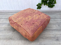 VINTAGE BERBER BOUJAAD Pouf | Handmade Wool Cotton | 60x60x20cm | Colorful Boho Chic Design | Stylish | Insert Sold Separately
