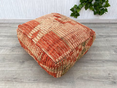 20X20 X7 Unique Bohemian Floor Sofa, Handmade Poufs ,Wool kilim pouf, Vintage Moroccan Pouf Cover, Pouf, Moroccan Berber pouf