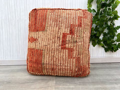 20X20 X7 Unique Bohemian Floor Sofa, Handmade Poufs ,Wool kilim pouf, Vintage Moroccan Pouf Cover, Pouf, Moroccan Berber pouf