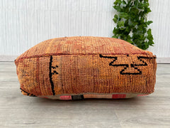 Moroccan-Punk Pouf - Studded Leather + Tartan Kilim, Edgy Rebellion Meets Tribal Tradition