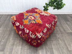 Moroccan pouf, Berber floor cushion, wool seat cushion, vintage pouf white, boho seat cushion Beni Ourain