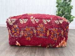 Moroccan pouf, Berber floor cushion, wool seat cushion, vintage pouf white, boho seat cushion Beni Ourain