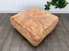 Moroccan Leather Pouf, Unstaffed ottoman, Handcraft Green Vintage Design, Moroccan pouf, berber pouf, Green pouf