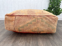 Moroccan Leather Pouf, Unstaffed ottoman, Handcraft Green Vintage Design, Moroccan pouf, berber pouf, Green pouf