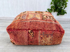 Beautiful Traditional Vintage Moroccan Berber Pouf, Wool Floor Cushion, Vintage Cushion, Beni Ourain Seat Cushion, Footstool