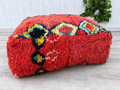 Moroccan Pouf Ottoman - Handcrafted Leather Footstool, Round Boho Decor, Neutral Tones, Perfect for Living Room or Bedroom, Unstuffed