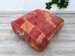 Modern Pouf Cushion Brown Leather square, Berber Leather Handmade Pouffe ,Contemporary Moroccan Floor Cushion