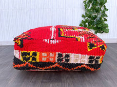 Elegant and cozy decor: Moroccan pouf kilim, antique Ottoman pouf, and cushions for meditation and yoga