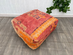 Moroccan pouf, Berber floor cushion colorful and fluffy, seat cushion made of wool, vintage cushion, boho seat cushion Beni Ourain