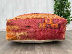 Moroccan pouf, Berber floor cushion colorful and fluffy, seat cushion made of wool, vintage cushion, boho seat cushion Beni Ourain