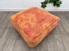 Kechart – Round Moroccan pouf, floor ottoman, pouf cover,home decor, genuine leather, tissue, Chairs and ottomans, seat cushion, footstool,