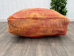 Kechart – Round Moroccan pouf, floor ottoman, pouf cover,home decor, genuine leather, tissue, Chairs and ottomans, seat cushion, footstool,