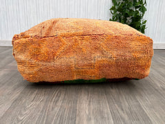 Moroccan Handcrafted Leather Pouf, handmade leather pouf, brown pouf, Moroccan ottoman pouf, Moroccan vintage genuine leather pouf,UNSTUFFED