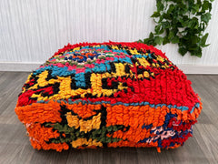 Kilim Patterned Pouf Floor Cushion Cover Outdoor Ottoman Footstool Garden Boho Tribal Pillow Turkish Traditional Pouff (Only Cushion Cover)