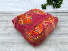 Moroccan Cactus Silk Lumbar Pillow - Handwoven Sabra Cushion, Tribal Geometric Patterns, Vegan Silk, Boho Bedroom or Sofa Decor