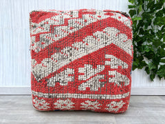 Moroccan Kilim Pouf, Floor Pouf, Vintage Moroccan Ottoman Square Pouf, Yoga Meditation Cushion, Outdoor colorful Kilim Pillows, Berber poufs