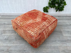 Moroccan Floor Cushion of Beni ourain Pouffe - Floor Cushions -Boho Ottoman - Beni Ourain Square Pouf