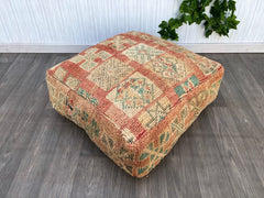 Moroccan Kilim Pouf Floor Pouf Vintage Moroccan Ottoman  Square Pouf, Yoga Meditation Cushion, Outdoor colorful Kilim Pillows, Berber poufs