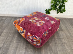 moroccan wool rug, berber rug, kilim pouf, 60 cm x 60 cm x 20 cm pouf