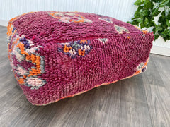 moroccan wool rug, berber rug, kilim pouf, 60 cm x 60 cm x 20 cm pouf