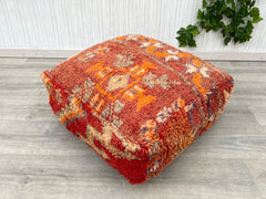 Moroccan pouffe, bohemian pouf, special moroccan pouf, genuine leather, functional pouf, mixed leather and tissue pouf, moroccan pouf cover