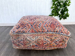 Moroccan Kilim Pouf, Blue Floor cushion, Vintage Morocco Ottoman pouf, Square Pouf, Meditation yoga cushion, Outdoor floor pillow