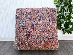Moroccan Kilim Pouf, Blue Floor cushion, Vintage Morocco Ottoman pouf, Square Pouf, Meditation yoga cushion, Outdoor floor pillow