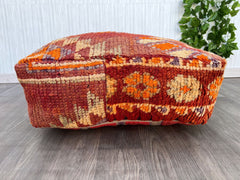 Wool Pouf, Moroccan Pouf, Floor Pillow, Handmade Pouf, Square Pouf, Bohemian Pouf