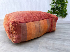 Multiple Pouf Options, Moroccan Kilim Pouf, Floor Pouf, Vintage Moroccan Ottoman, Square Pouf, Yoga Meditation Cushion.