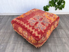 Moroccan pouf, Berber floor cushion, colorful geometric patterns, upcycling pouf from fabric scraps, boho seat cushion, handmade