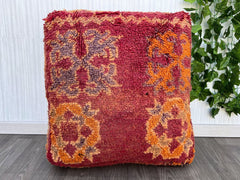 Moroccan pouf, Berber floor cushion, colorful geometric patterns, upcycling pouf from fabric scraps, boho seat cushion, handmade