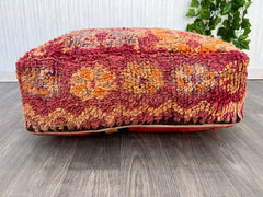 Moroccan pouf, Berber floor cushion, colorful geometric patterns, upcycling pouf from fabric scraps, boho seat cushion, handmade
