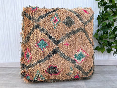 Moroccan Pouf Cover – Vintage Kilim Cushion for Indoor & Outdoor