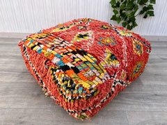 Moroccan Kilim Floor Cushion – Perfect Vintage Pouf for Cozy Spaces