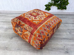 Vintage Moroccan Kilim Pouf – Authentic Cushion for Any Decor