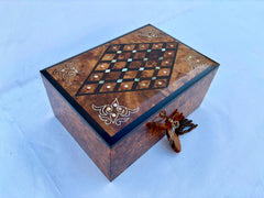 10"×7" Handmade Thuya Burl Wood Jewelry Box – Small Lockable Jewelry Organizer, Decorative Storage Box