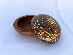 9"x9" Round Wooden Jewelry Box Made Of Thuya Burl, Moroccan Wood Box Decorative ,Storage Box For Women, wooden pebble box, desk accessory