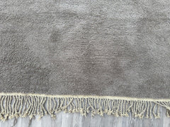 Gray Moroccan Rug – Handmade Beni Ourain Wool Rug, Minimalist Berber Area Carpet