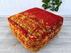 Moroccan Kilim Pouf Cover – Cozy Vintage Floor Cushion for Decor